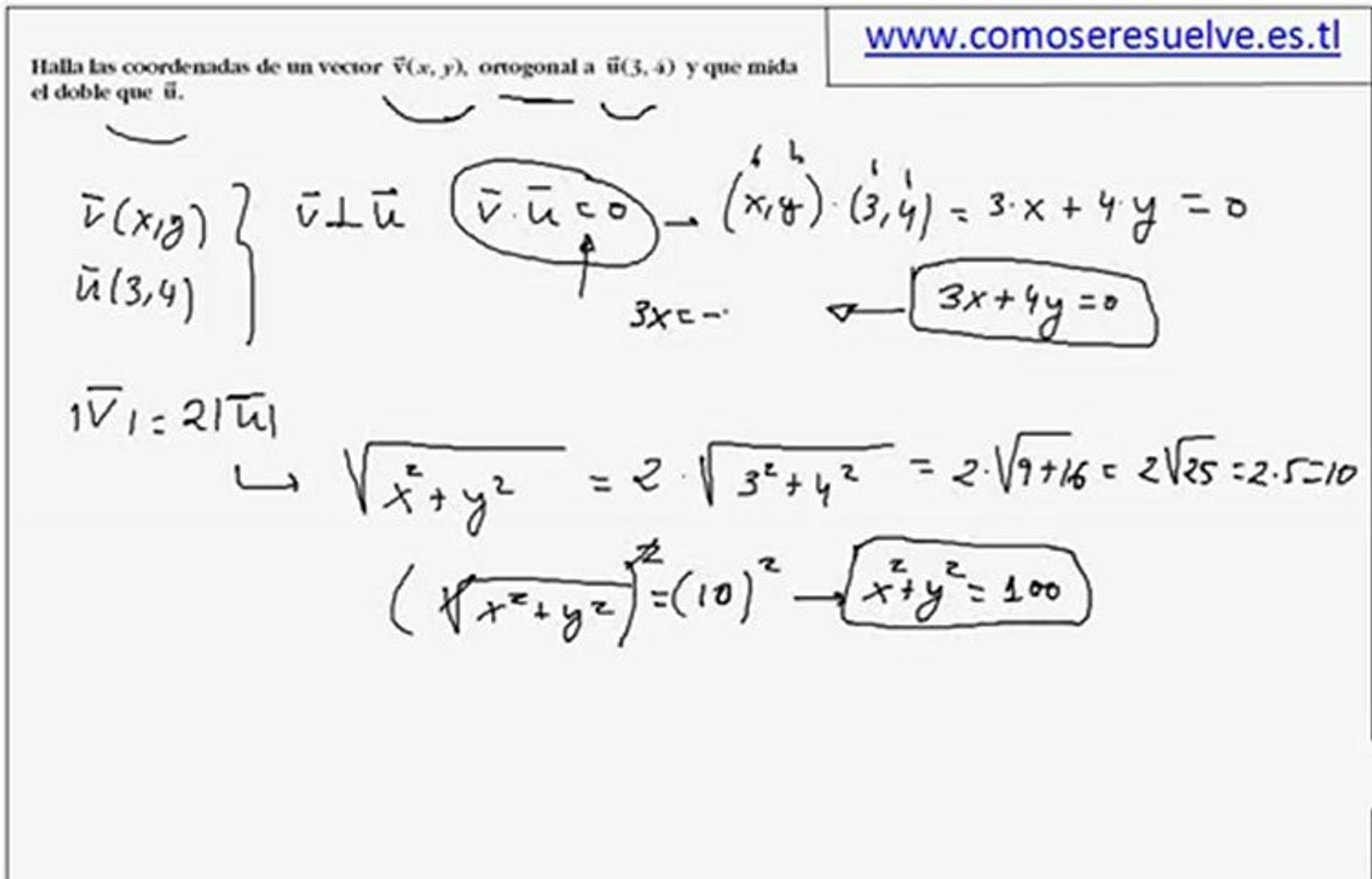 Calcular un vector ortogonal a otro y que mida el doble - Vídeo Dailymotion