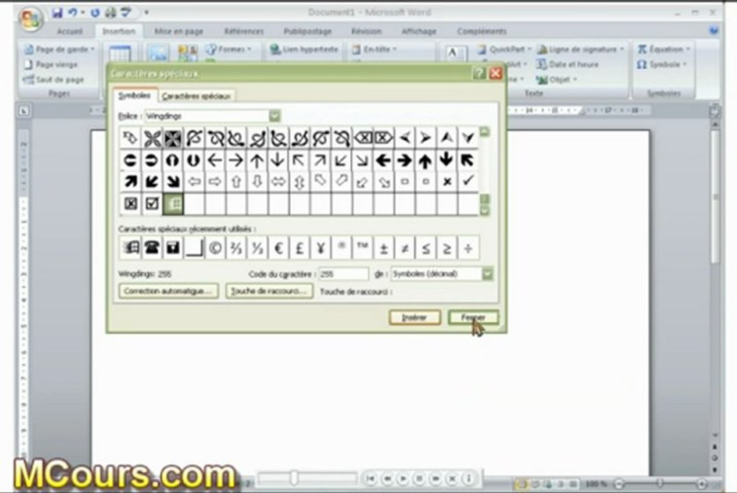 Tutoriel WORD 2007: Cours N°26 Comment insérer un Symbole