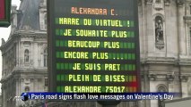 Love messages on road signs in Paris