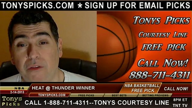 Oklahoma City Thunder versus Miami Heat Pick Prediction NBA Pro Basketball Odds Preview 2-14-2013