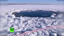 meteorite crator at Urals lake Chebarkul