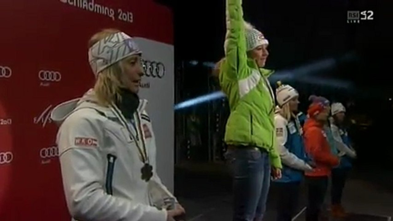 Alpine Skiing World Champs - Schladming: Women's Slalom Award Ceremony