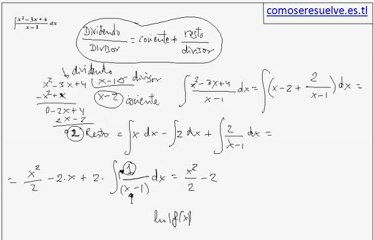 integral racional tipo dividendo entre divisor ejemplo 1