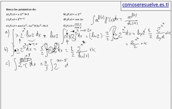 Integrales directas de potencias, exponenciales y trigonométricas