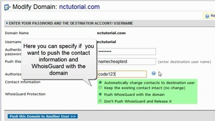 How To Push  Domain To Another Namecheap Account