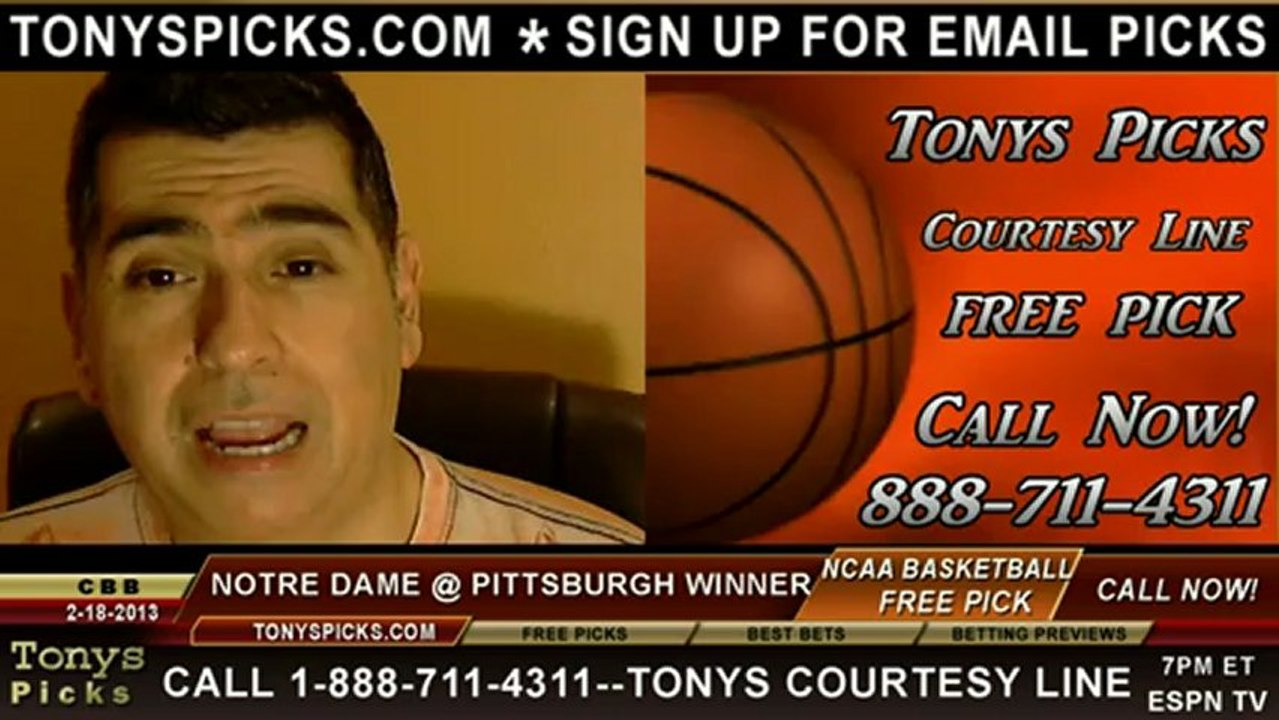 Pittsburgh Panthers versus Notre Dame Fighting Irish Pick Prediction NCAA College Basketball Odds Preview 2-18-2013