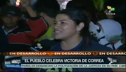 Pueblo ecuatoriano celebra la victoria de Correa