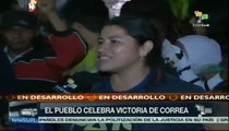 Pueblo ecuatoriano celebra la victoria de Correa