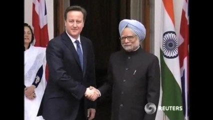 British PM Cameron meets India's Singh