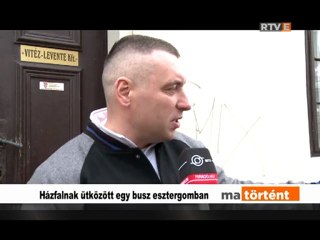 Ma történt Házfalnak ütközött egy busz Esztergomban 2013.01.19.
