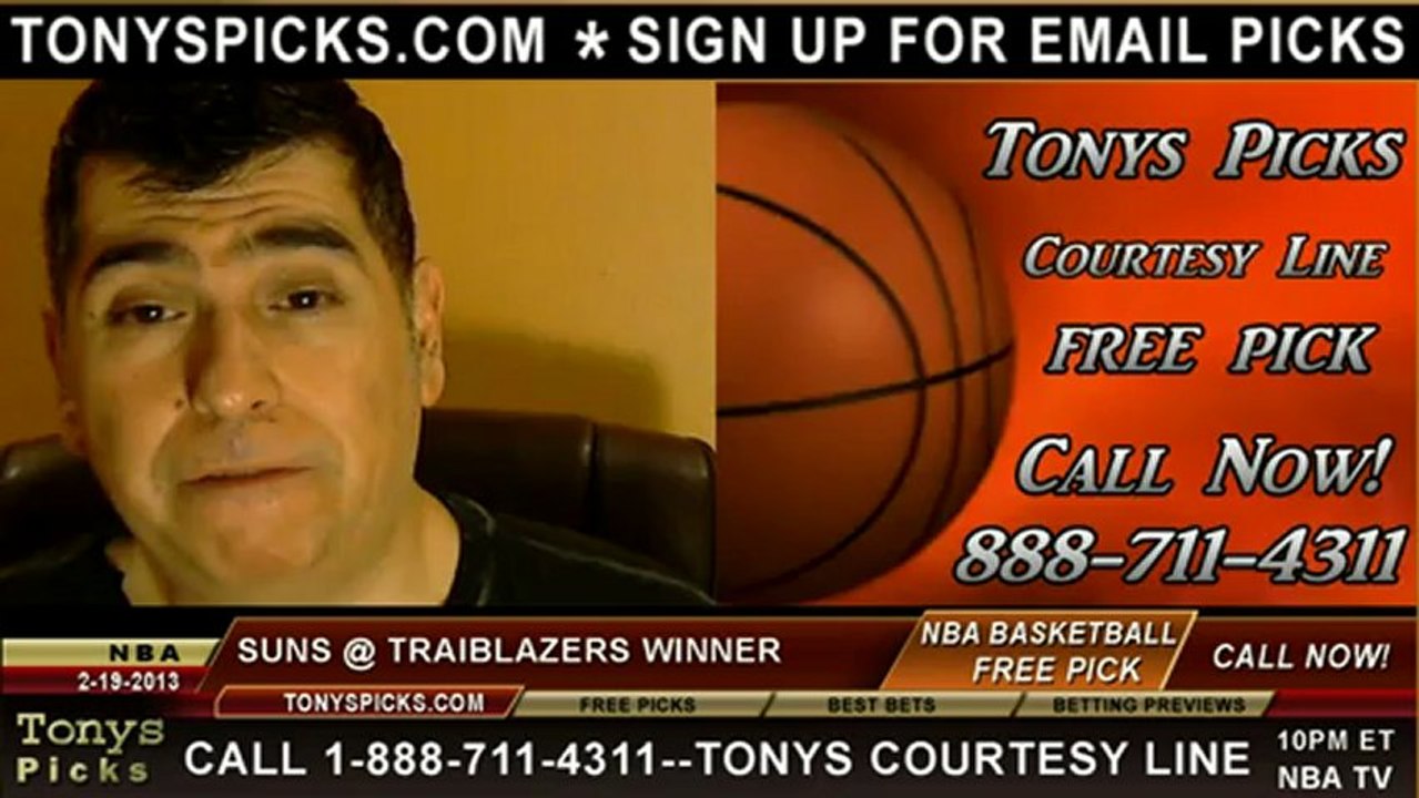 Portland Trailblazers versus Phoenix Suns Pick Prediction NBA Pro Basketball Odds Preview 2-19-2013
