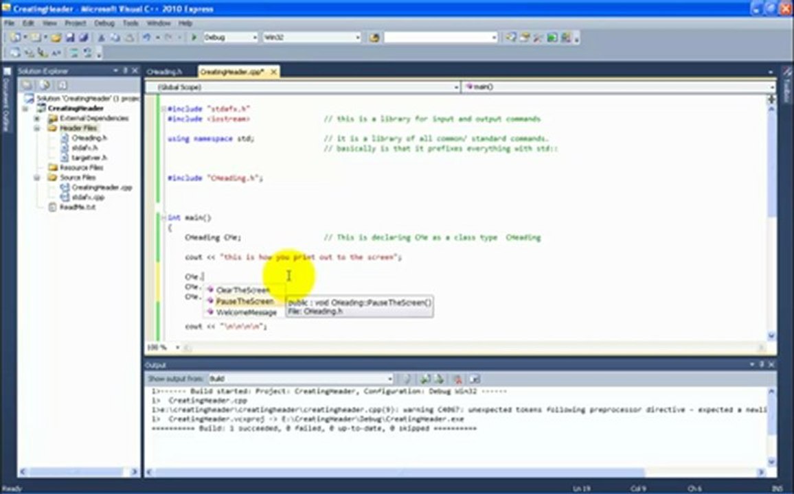 Object Oriented Programming Microsoft Visual C++ Lecture 2 Create Header File