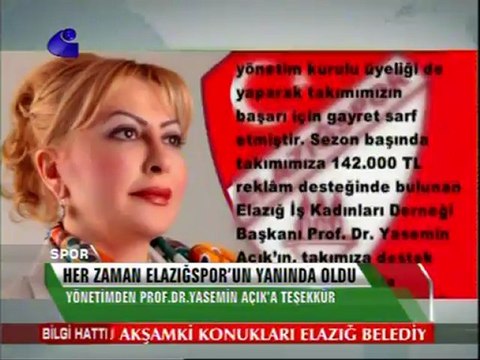 SB Elazığspor'dan Prof. Dr. Yasemin Açık'a Teşekkür-KanalE
