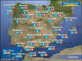 Previsión del tiempo para este jueves 21 de febrero