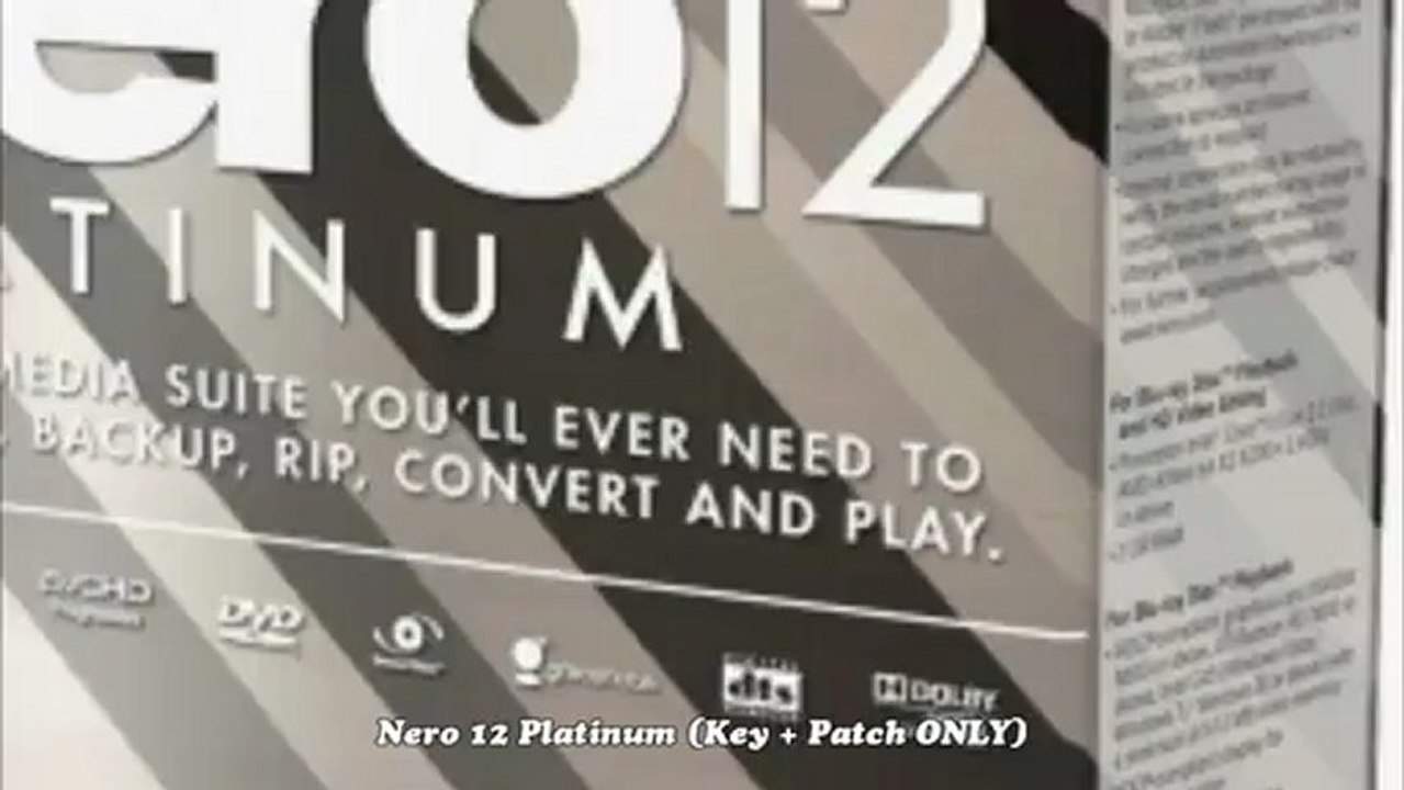 Nero 12 Platinum (Key + Patch ONLY)
