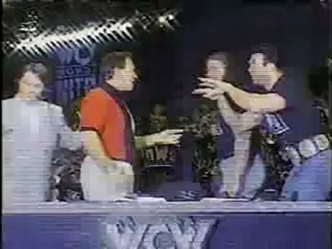 NWO Scott Hall Kevin Nash and Syxx hand over car wreck tape