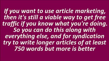 How To Get Free Traffic and Social Marketing Tips