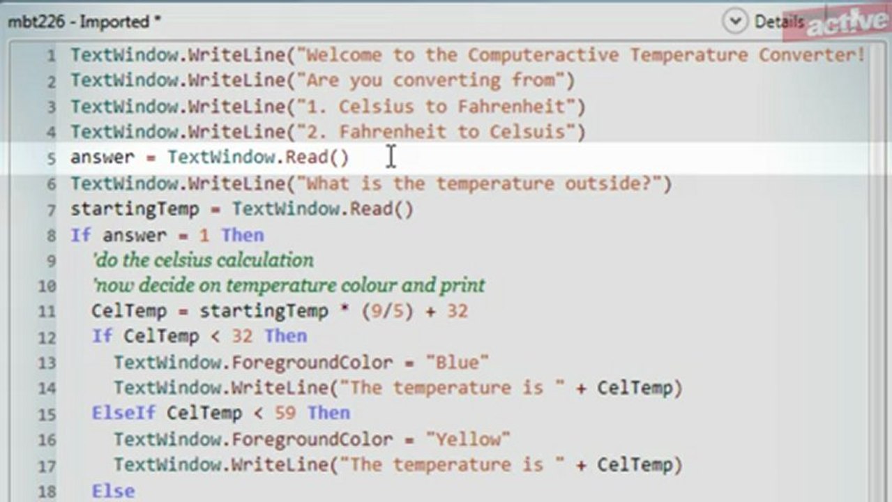 Small Basic Guide: 5. Making a complete program