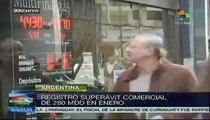 Argentina registra superávit comercial en enero 2013
