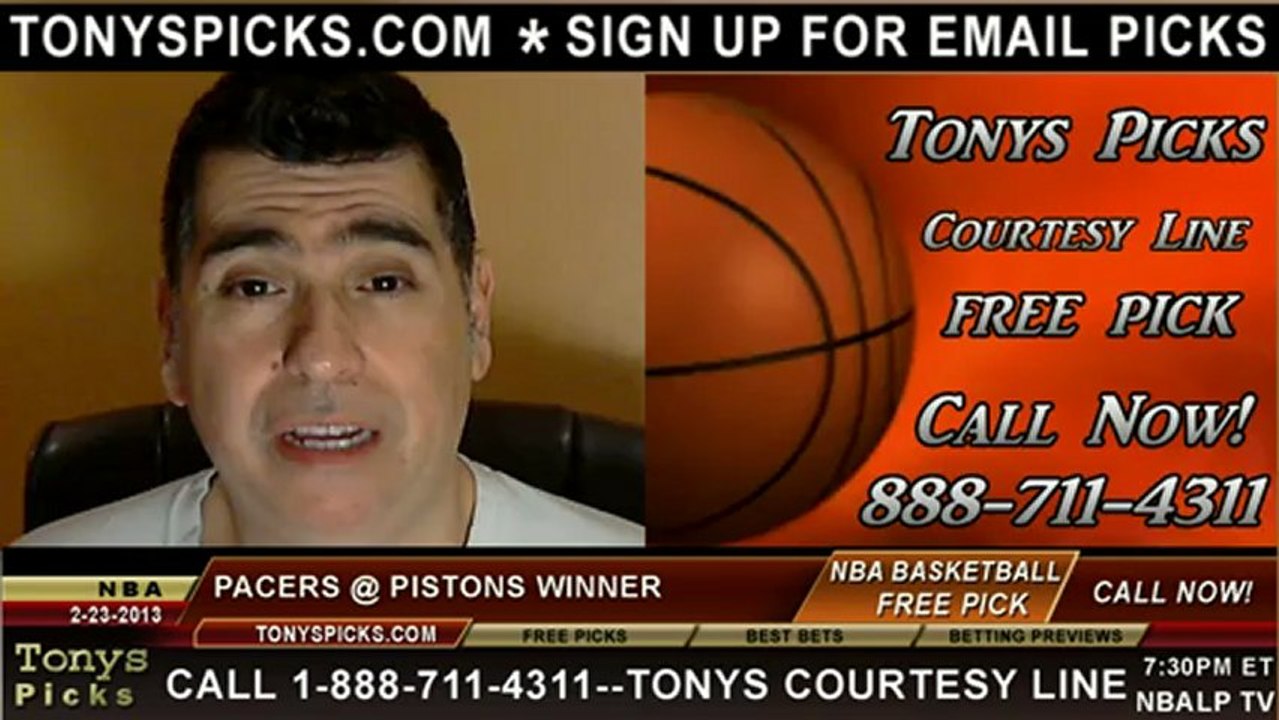 Detroit Pistons versus Indiana Pacers Pick Prediction NBA Pro Basketball Odds Preview 2-23-2013