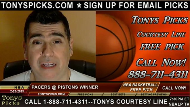 Detroit Pistons versus Indiana Pacers Pick Prediction NBA Pro Basketball Odds Preview 2-23-2013