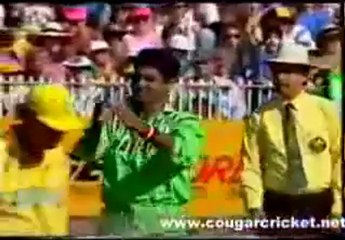 Waqar Younis Breaks a Stump into Half