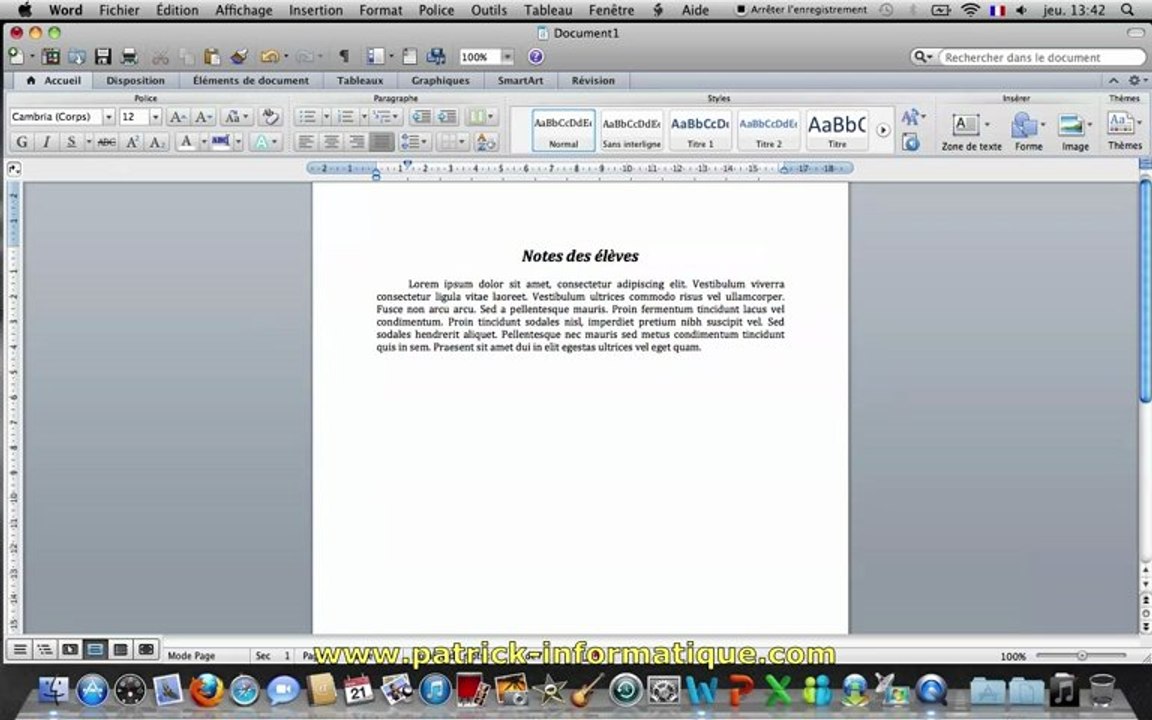 Tuto Mac - Word 2011 - Créer et personnaliser un graphique - Extrait