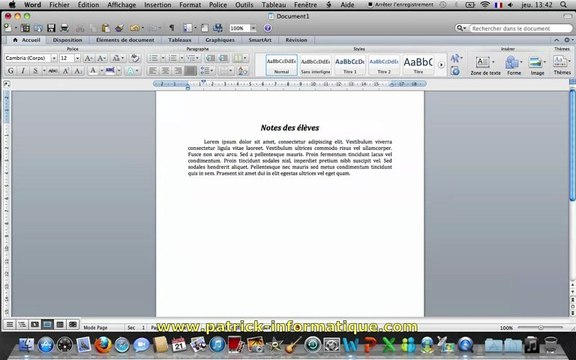 Tuto Mac - Word 2011 - Créer et personnaliser un graphique - Extrait
