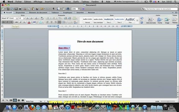 Tuto Mac - Word 2011 - Reproduire une mise en forme - Extrait