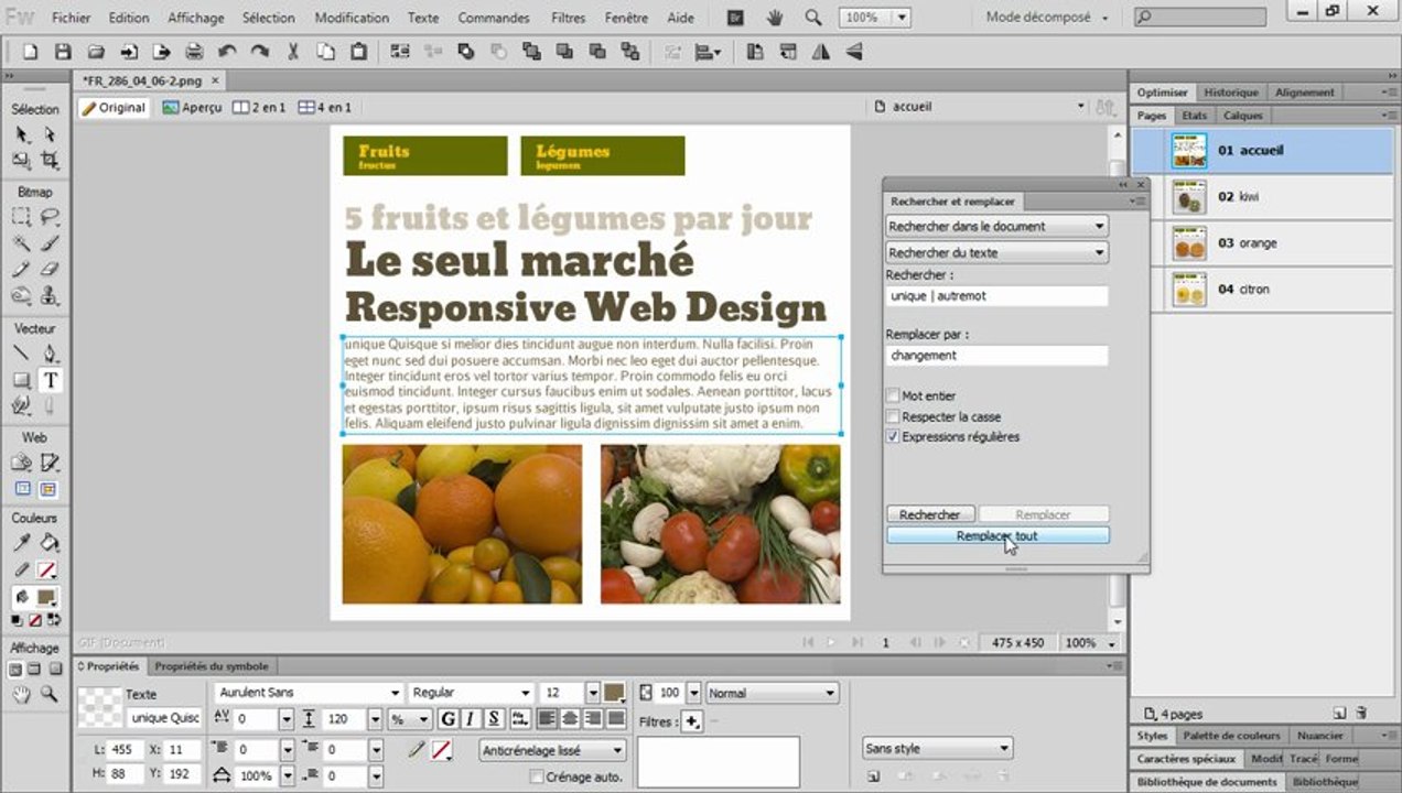 Fireworks CS6 : Rechercher-Remplacer