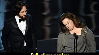 Paul Rudd and Melissa McCarthy present onstage Oscar Awards 2013