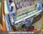 Sadaka kutusunu çaldı