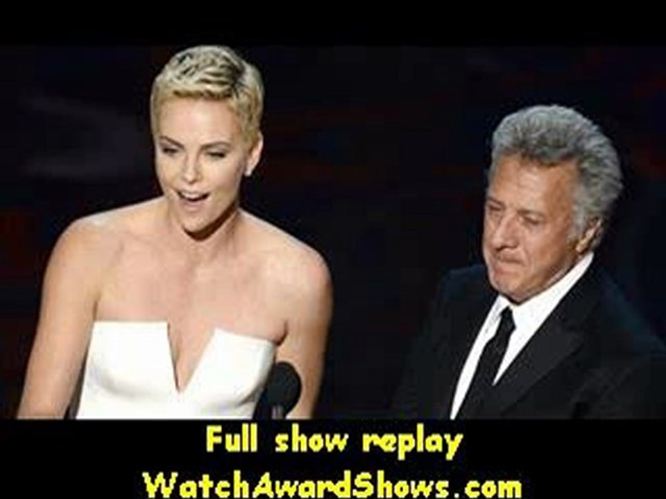 Actress Charlize Theron and actor Dustin Hoffman present onstage 2013 Oscars