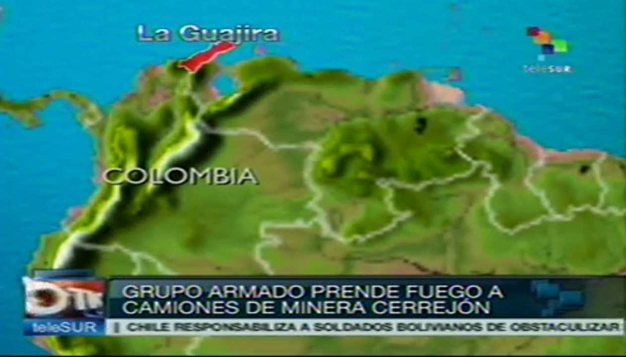 Grupo armado incendia camiones en mina del Cerrejón