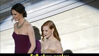 85th Oscars Actresses Jennifer Garner and Jessica Chastain present onstage Oscars 2013