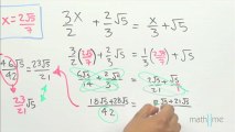 Resolver la ecuación 3x_2 2-raíz(5)_3=x_3 raíz(5)