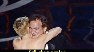 #Quentin Tarantino accepts the Best Writing from actress Charlize Theron and actor Dustin Hoffman Oscars 2013