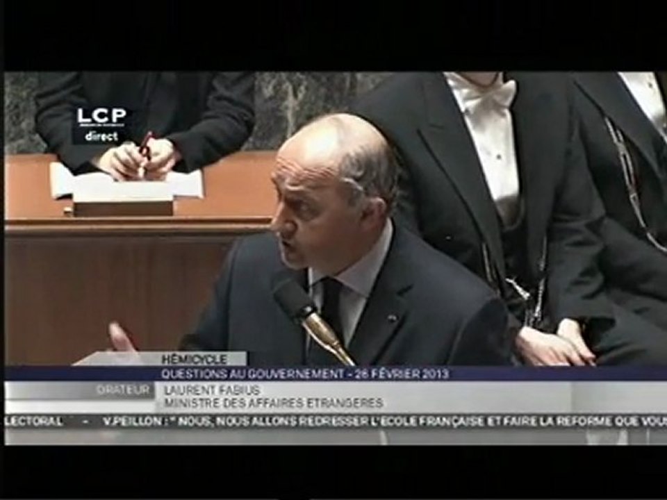 Otages au Nigéria - Déclaration de Laurent Fabius à l'Assemblée Nationale (26/02/2013)