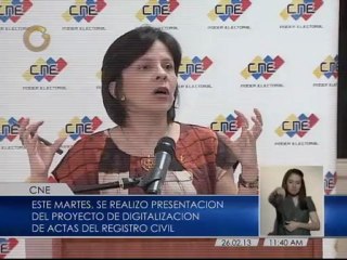CNE presenta proyecto de digitalización del registro civil venezolano