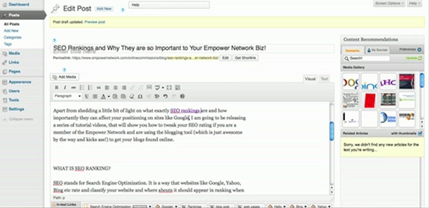 SEO Rankings Tutorial 2 - Adding an Internal Link to Your Other Pages