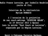Interview de Myriam Donasis (suite et Fin) sur Radio France par Isabelle Baudrier