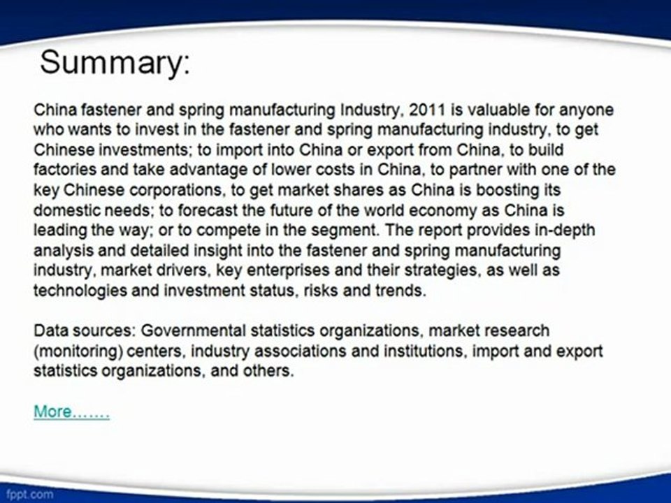 Aarkstore.com - China fastener and spring manufacturing industry, 2011
