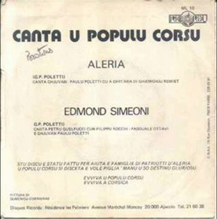 Canta u populu Corsu - Edmond Siméoni