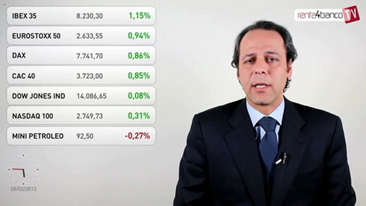 28.02.13 · Resultados empresariales y palabras de Draghi apoyan las subidas de las bolsas - Renta 4: Cierre bolsas y mercados