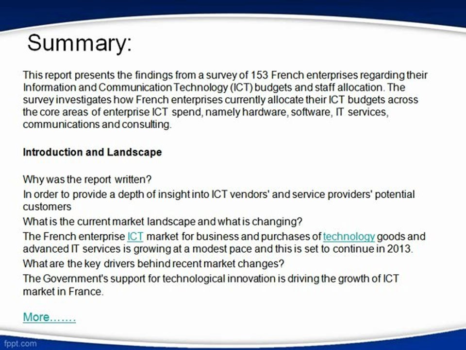 Aarkstore.com - ICT Budget and Staffing Trends in France - Enterprise ICT Investment Plans to 2013