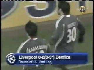 2006 (March 8) Liverpool (England) 0-Benfica (Portugal) 2 (Champions League)