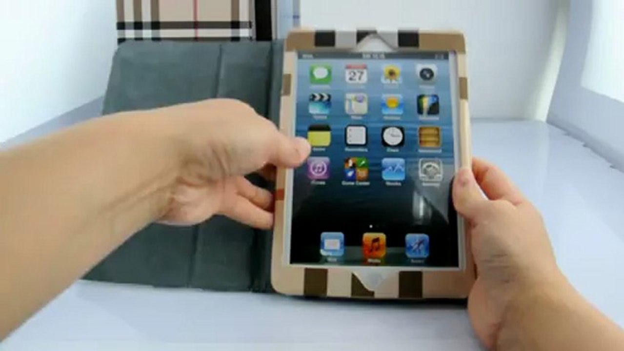 Girls Grid Checker Styled Leather Case for iPad Mini