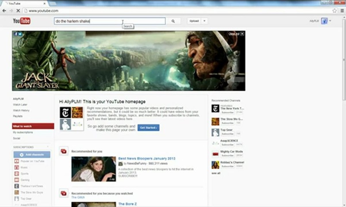Recherche "Do The Harlem Shake" sur YouTube ?