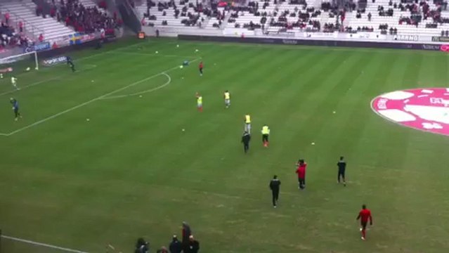 Les joueurs de Reims à l'entraînement, quelques minutes avant Reims / PSG.