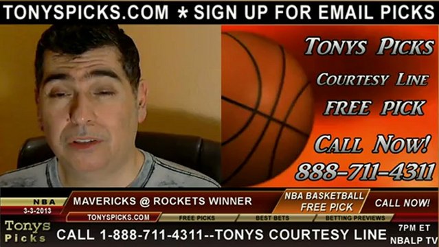 Houston Rockets versus Dallas Mavericks Pick Prediction NBA Pro Basketball Odds Preview 3-3-2013